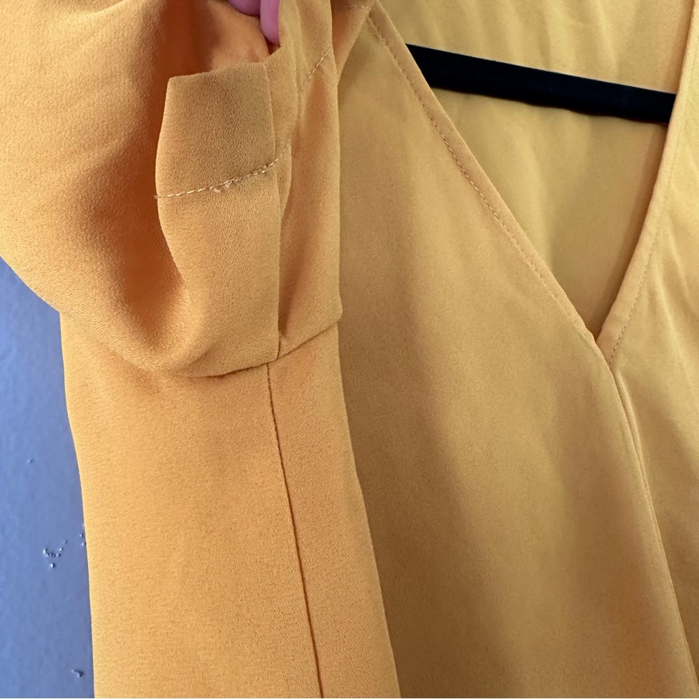 Madewell Tie Front Sheer Blouse | Yellow Gold - Picture 7 of 8